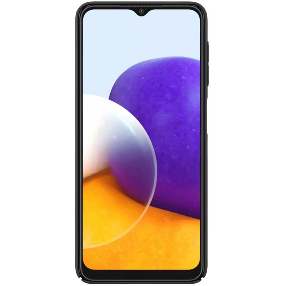 Silikonové pouzdro Nillkin CamShield na mobil Samsung Galaxy A22 4G černé s krytkou fotoaparátu