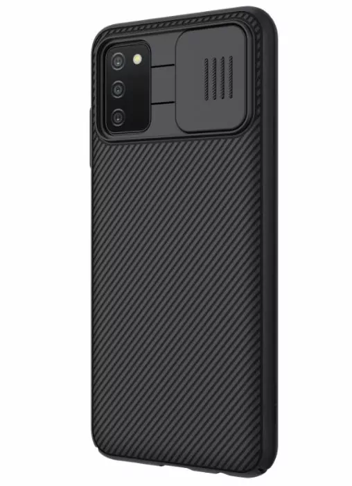 Silikonové pouzdro Nillkin CamShield na mobil Samsung Galaxy A03s černé s krytkou fotoaparátu