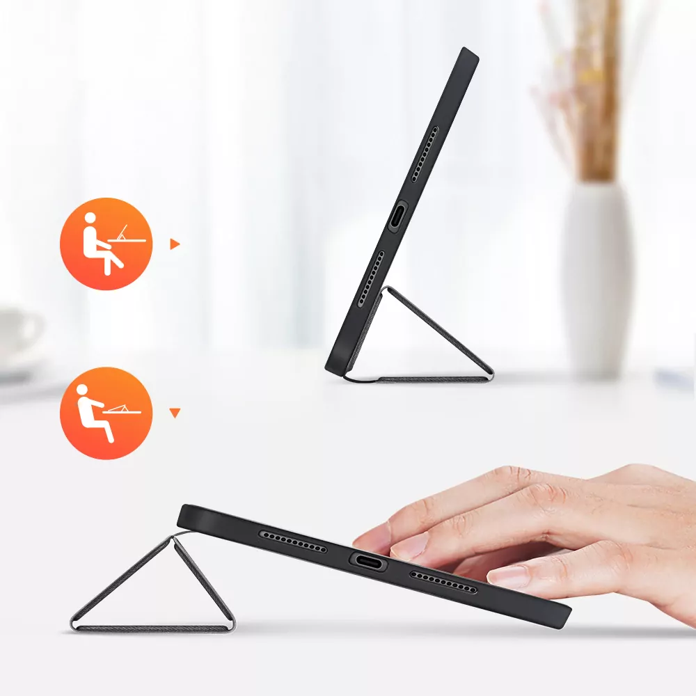 Dux Ducis Domo černé pouzdro na tablet Apple iPad Mini 2021 (6.gen) s držáčekm stylusu a funkcí prodbuzení tabletu při otevření
