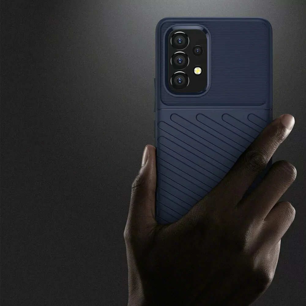 Odolnější gumové pouzdro Armored Thunder na mobil Samsung Galaxy A53 5G Modré
