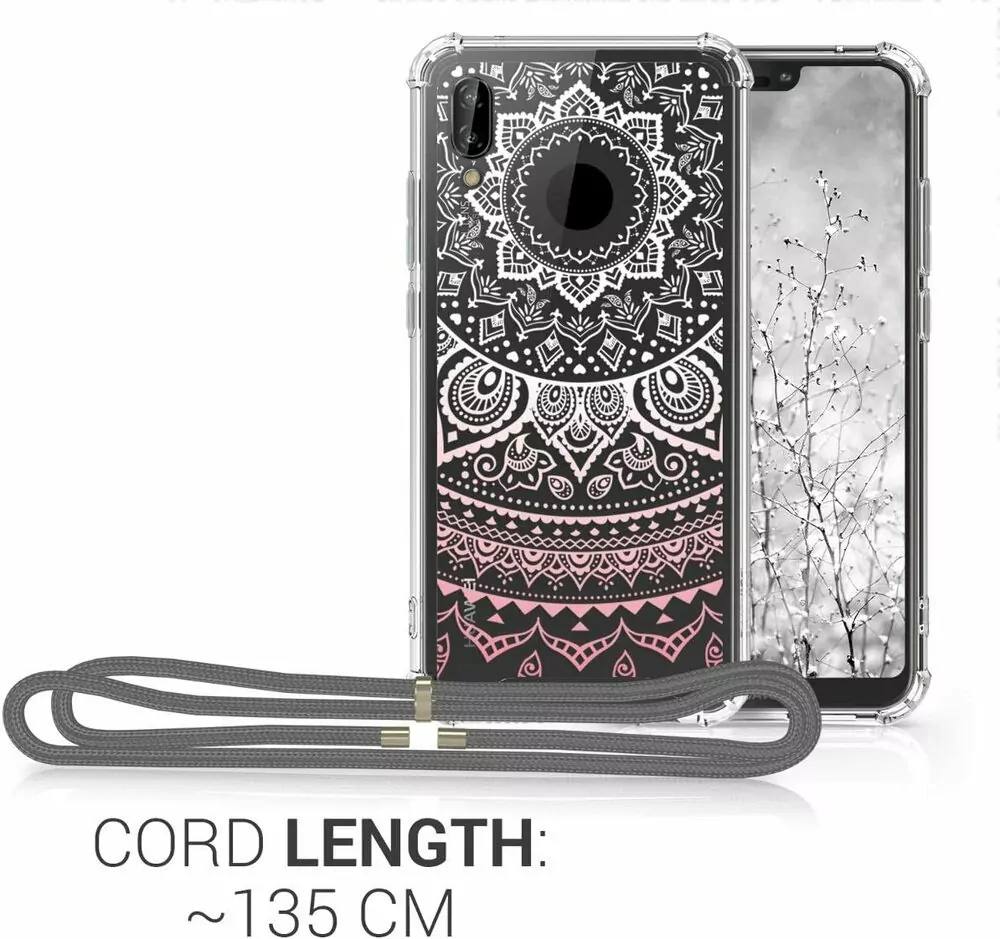 Pevné silikonové pouzdro kwmobile Crossbody na mobil Huawei P20 Lite s popruhem - indian sun