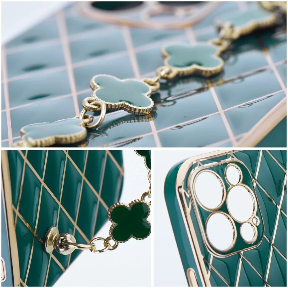 Silikonové pouzdro TREND na mobil Apple iPhone 12 Pro Zelené s ozdobou