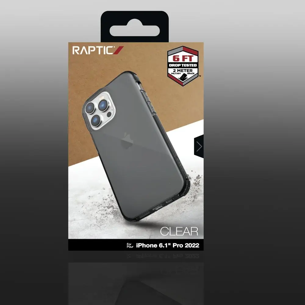 Silikonové pouzdro SPIGEN Raptic Clear na mobil Apple iPhone 14 Pro - Grey
