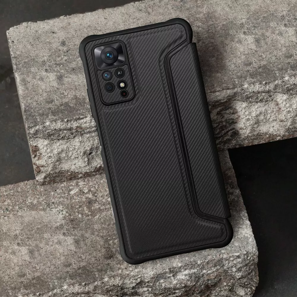 Ultimátní flip pouzdro RAZOR Coolcase Carbon na mobil Xiaomi 11 Lite 5G NE / Xiaomi Mi 11 Lite černé