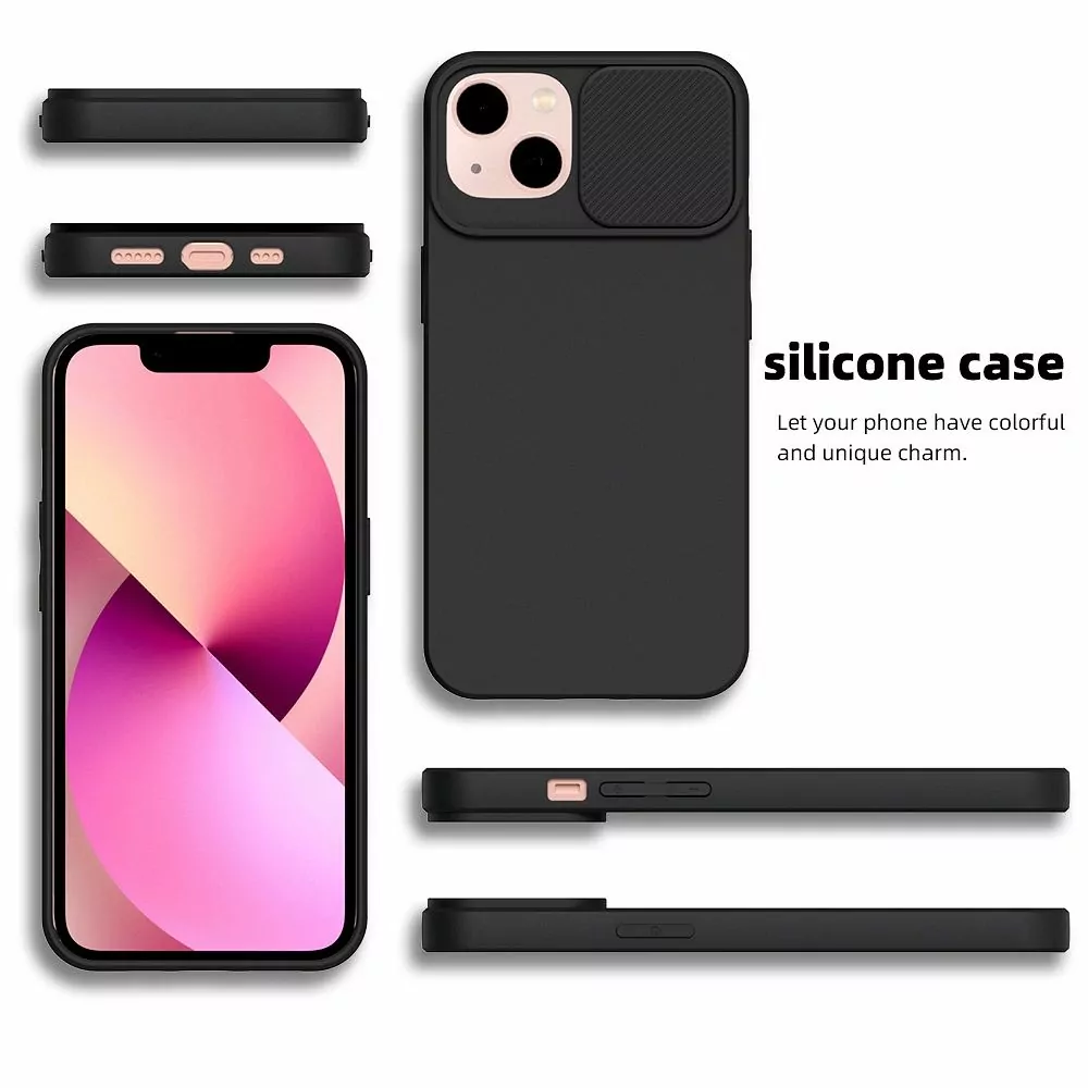 Silikonové pouzdro SLIDE Case s krytkou fotoaparátu na mobil Xiaomi Redmi 9A / 9AT Černé
