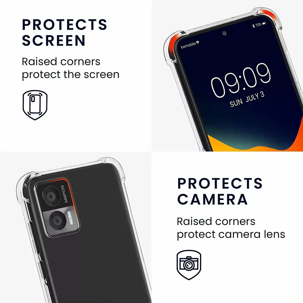 Pevné silikonové pouzdro kwmobile Crossbody na mobil Motorola Edge 30 Neo čiré s popruhem
