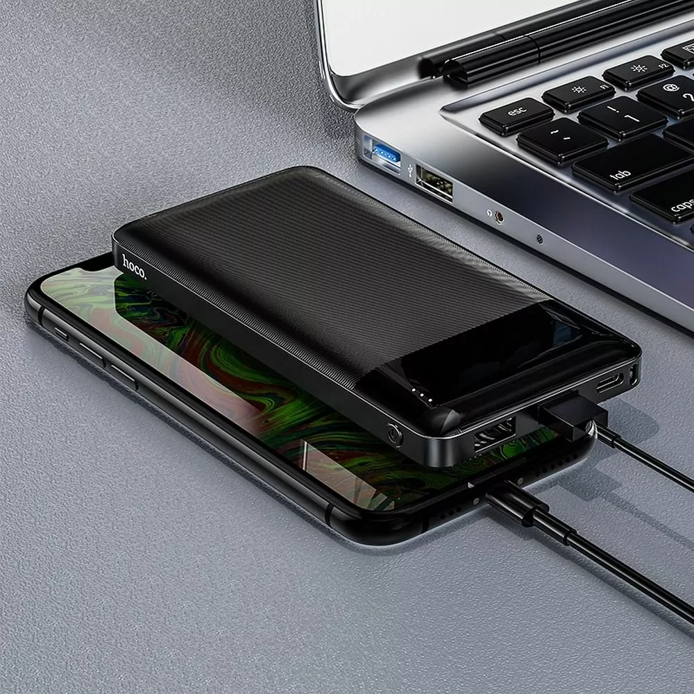 Powerbanka HOCO J72 Power bank LCD 2A 2xUSB + USC-C 10 000 mAh černá