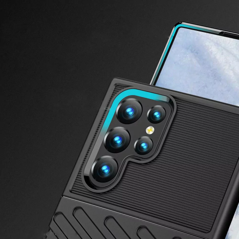 Odolnější gumové pouzdro Armored Thunder na mobil Samsung Galaxy S23 Ultra Černé