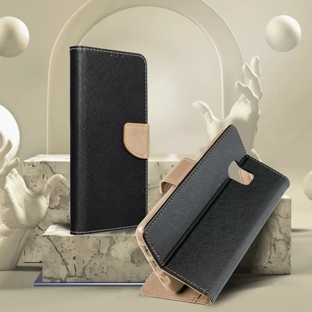 Flipové pouzdro Coolcase Fancy Book na mobil Samsung Galaxy A14 5G / LTE zlatavé - černé