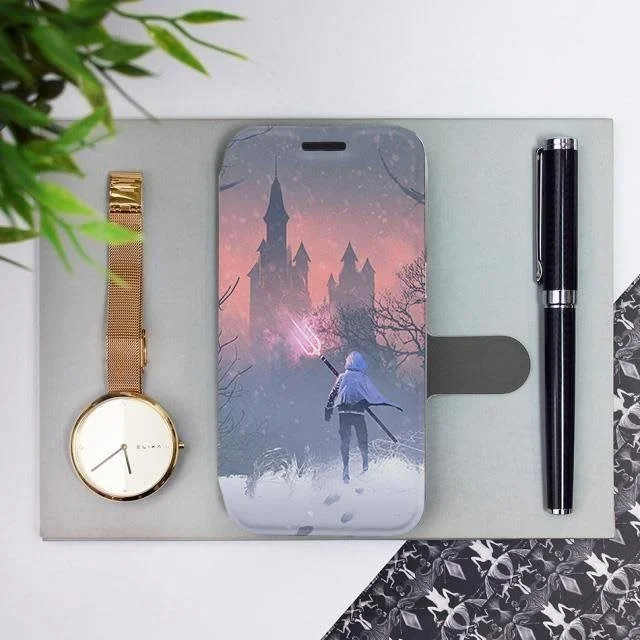 Flipové pouzdro Mobiwear na mobil Apple iPhone 14 Pro Max - MA11S Bojovník s harpunou - VÝPRODEJ