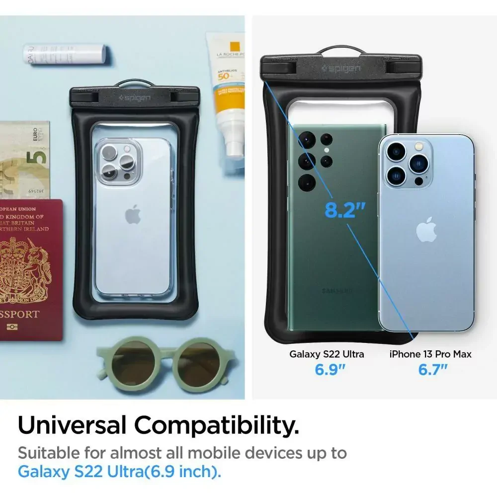 Vodotěsné plovoucí pouzdro SPIGEN A610 - IPX8 pro mobily s displejem do 6,9 palců - černé (8809811860825)