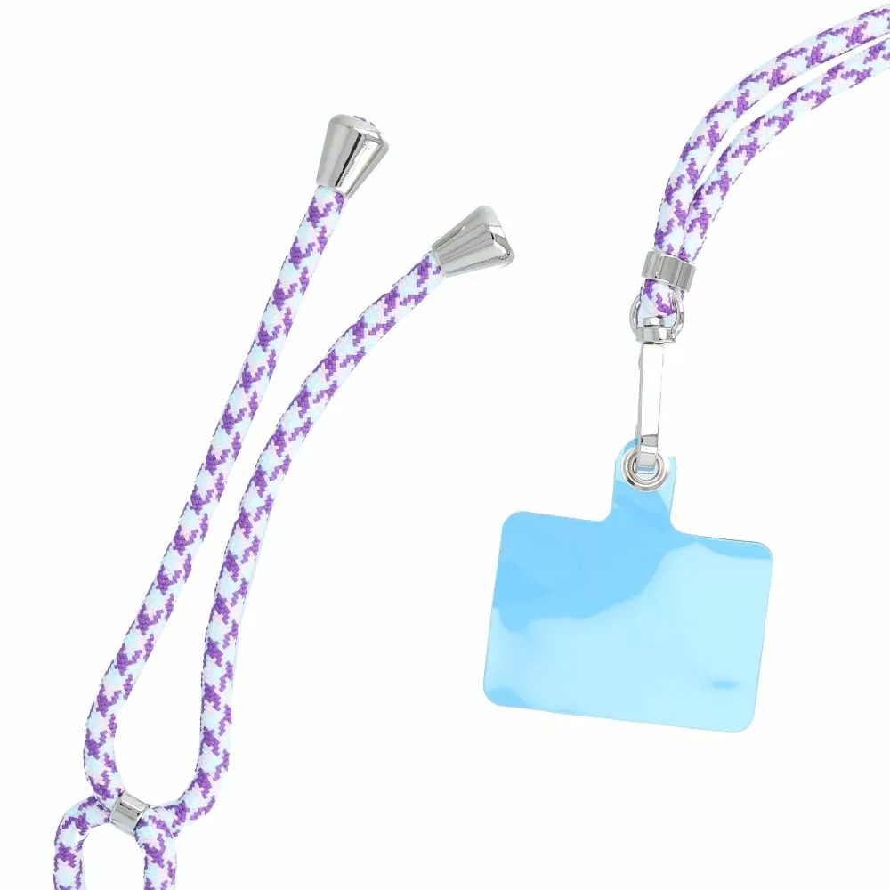 Univerzální dlouhý popruh SWING 6mm Crossbody přes rameno nebo kolem krku - bílo fialový