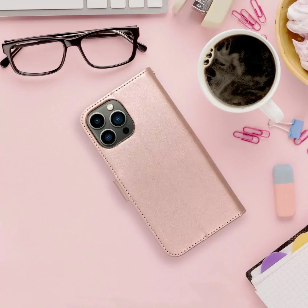 Flipové pouzdro Coolcase Mezzo na mobil Apple iPhone 15 Pro - Růžová mandala