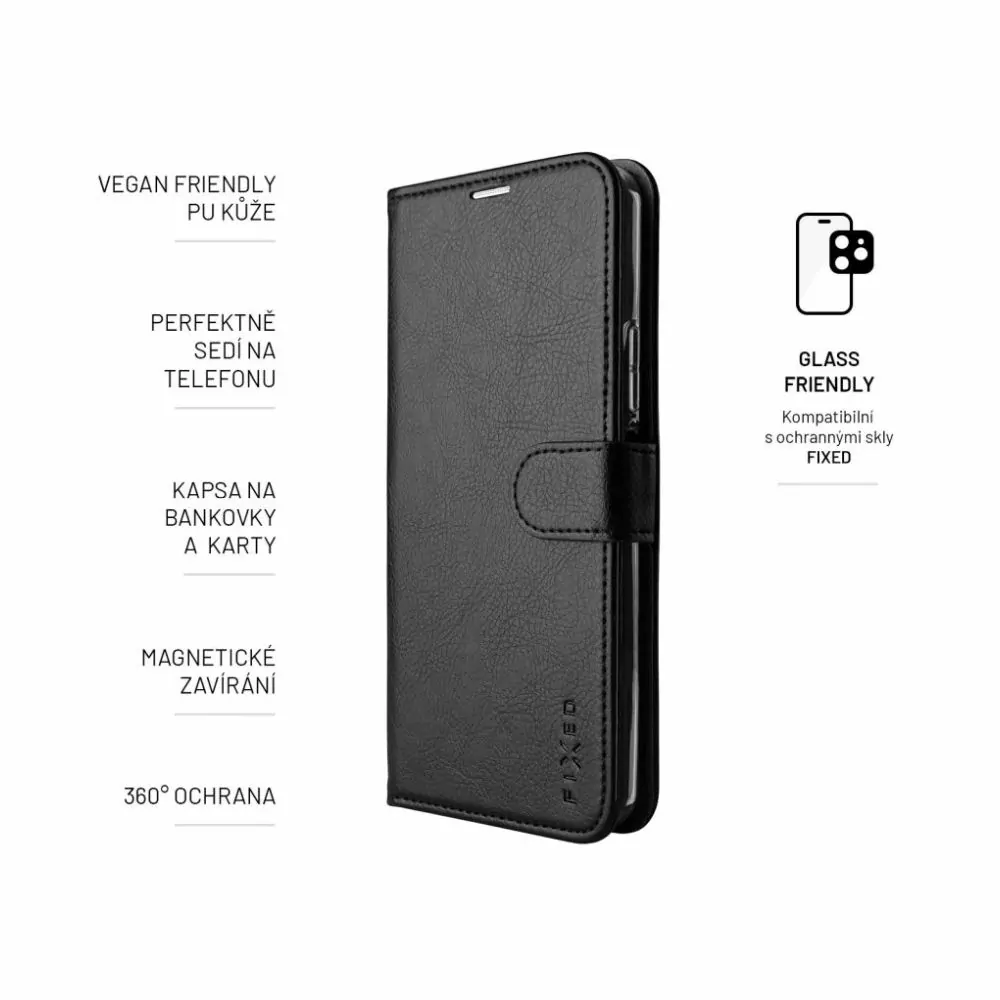 Flipové pouzdro Fixed Opus New Edition na mobil Motorola Moto G54 5G / Motorola Moto G54 Power Edition Černé