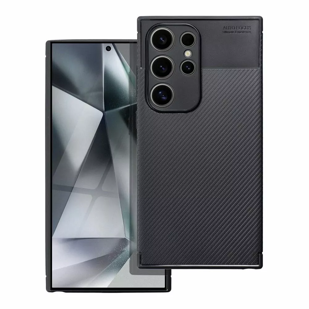 Silikonové pouzdro Premium Coolcase Carbon na mobil Samsung Galaxy S24 Ultra Černé