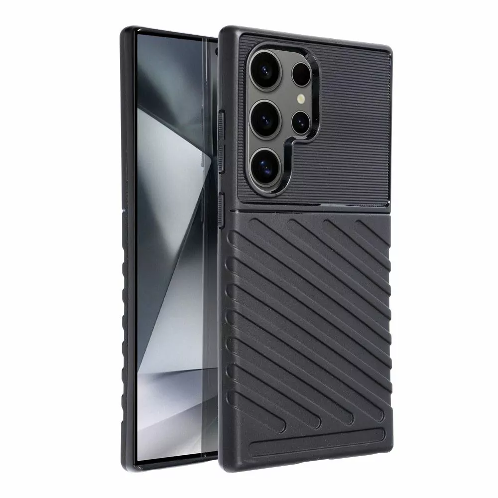 Odolnější gumové pouzdro Armored Thunder na mobil Samsung Galaxy S24 Ultra Černé