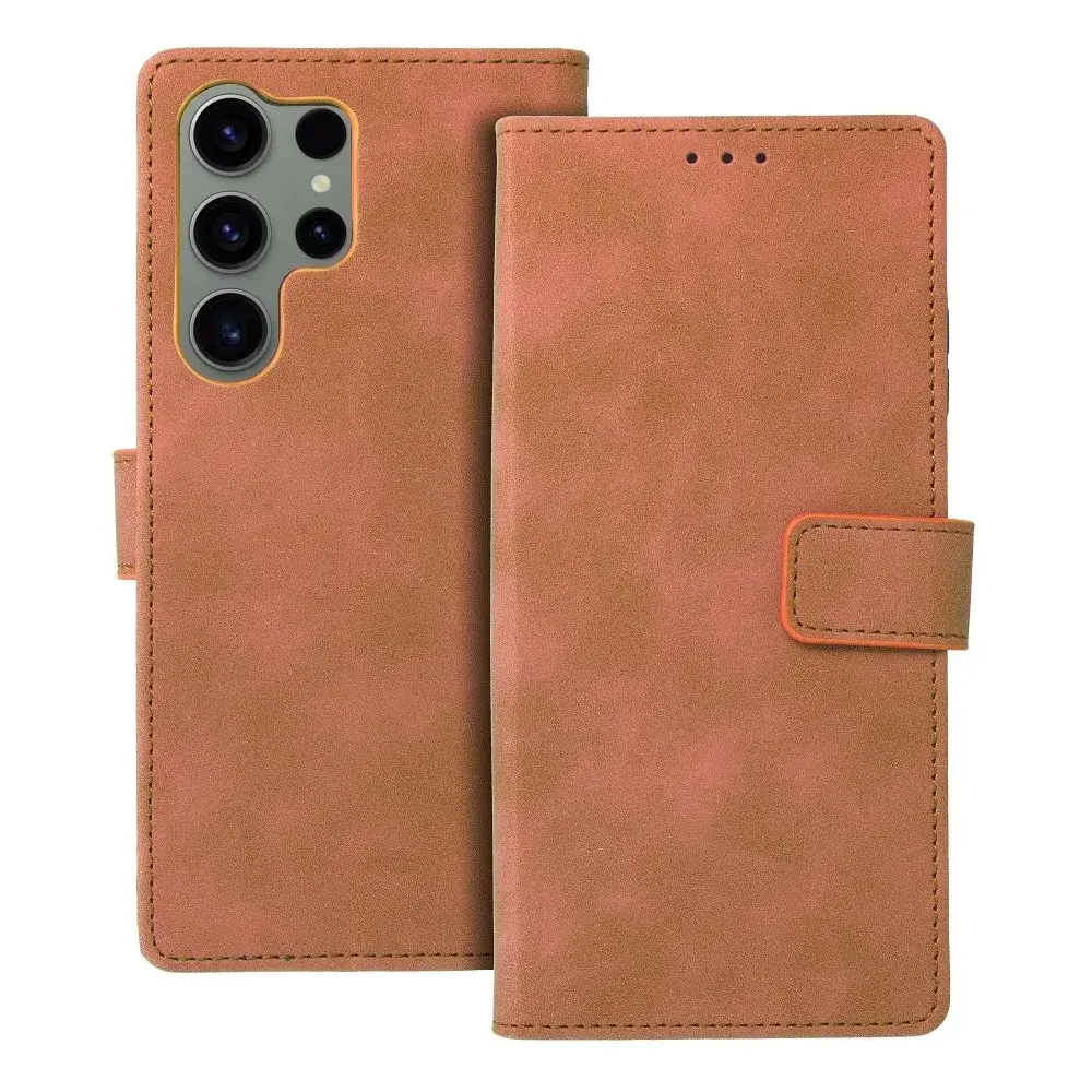 Flip pouzdro Coolcase TENDER na mobil Samsung Galaxy S24 Ultra - Hnědé