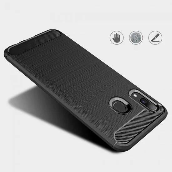 Silikonové pouzdro Coolcase Carbon Brushed na mobil Samsung Galaxy A40 Černé