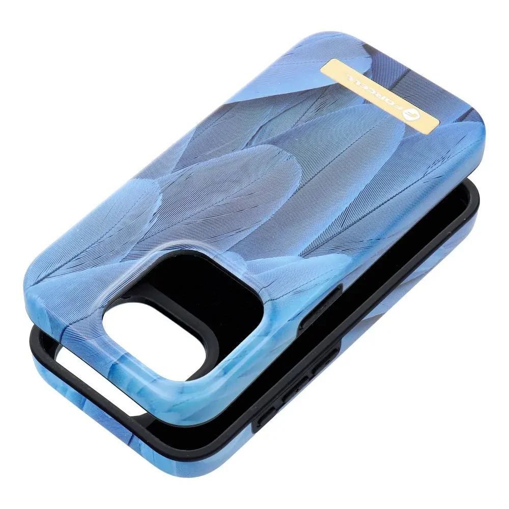 Prémiové pouzdro FORCELL F-PROTECT Mirage 4D s MagSafe na mobil Apple iPhone 15 Pro - Modrá pírka