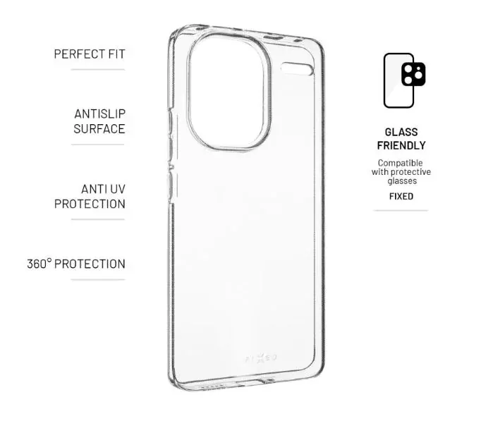 Silikonové pouzdro FIXED Clear Slim pro mobil Xiaomi Redmi Note 13 Pro Plus 5G Čiré