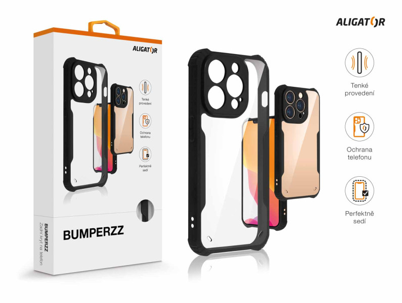 Pevné odolné pouzdro ALIGATOR BUMPERZZ - Apple iPhone 16 Plus Čiré - černé