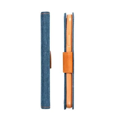 Luxusní flipové pouzdro Coolcase Canvas pro Samsung Galaxy A40 navy modré