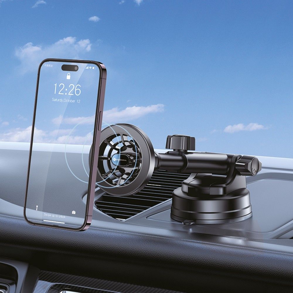 Univerzální magnetický držák FORCELL F-Grip PrecisionX na sklo / do mřížky / na palubní desku a podporou MagSafe, černý