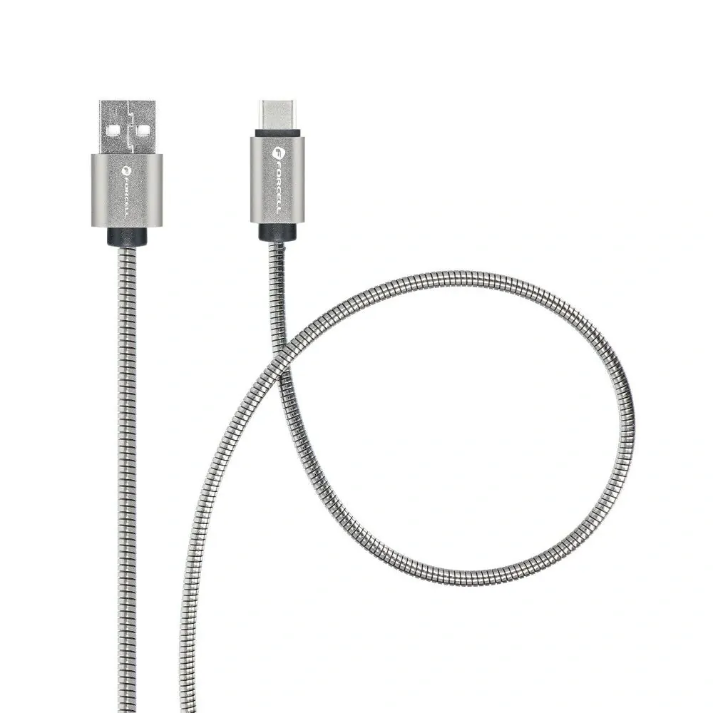 Datový kabel FORCELL F-Energy C234 s konektorem USB-C, 2.4A, stříbrný