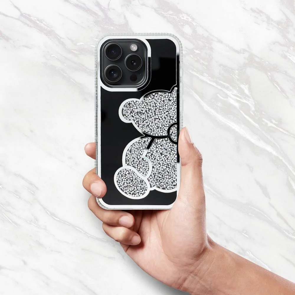 Třpytivé pouzdro Coolcase TEDDY BEAR  - Apple iPhone 7 / 8 / SE 2020 / SE 2022 stříbrné