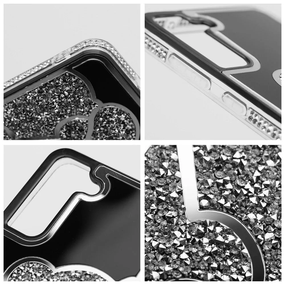 Třpytivé pouzdro Coolcase TEDDY BEAR  - Samsung Galaxy A25 5G stříbrné
