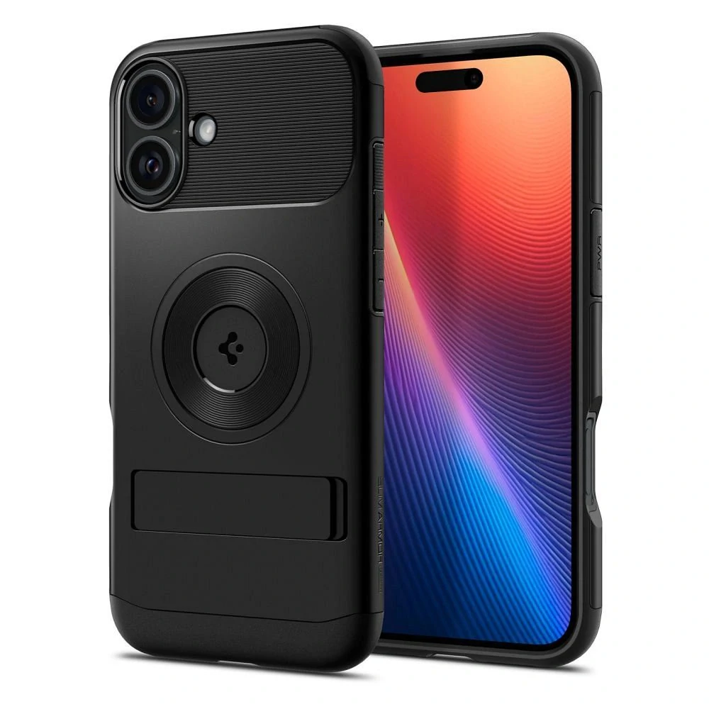 Odolné pouzdro SPIGEN SLIM ARMOR MAG s MagSafe - Apple iPhone 16 - Black se stojánkem
