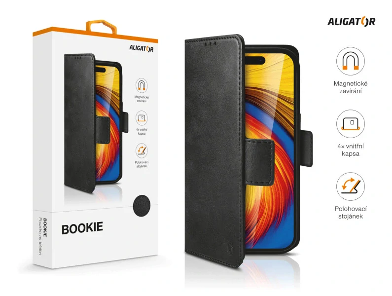 Aligator flip pouzdro na mobil iPhone 15 Pro černé