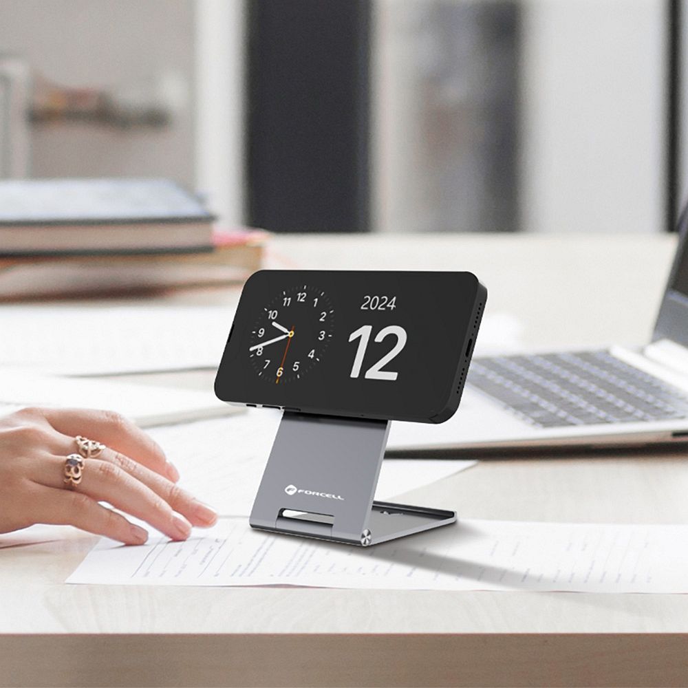 Dokovací stanice Forcell Flip Charge Qi2 15W stříbrná