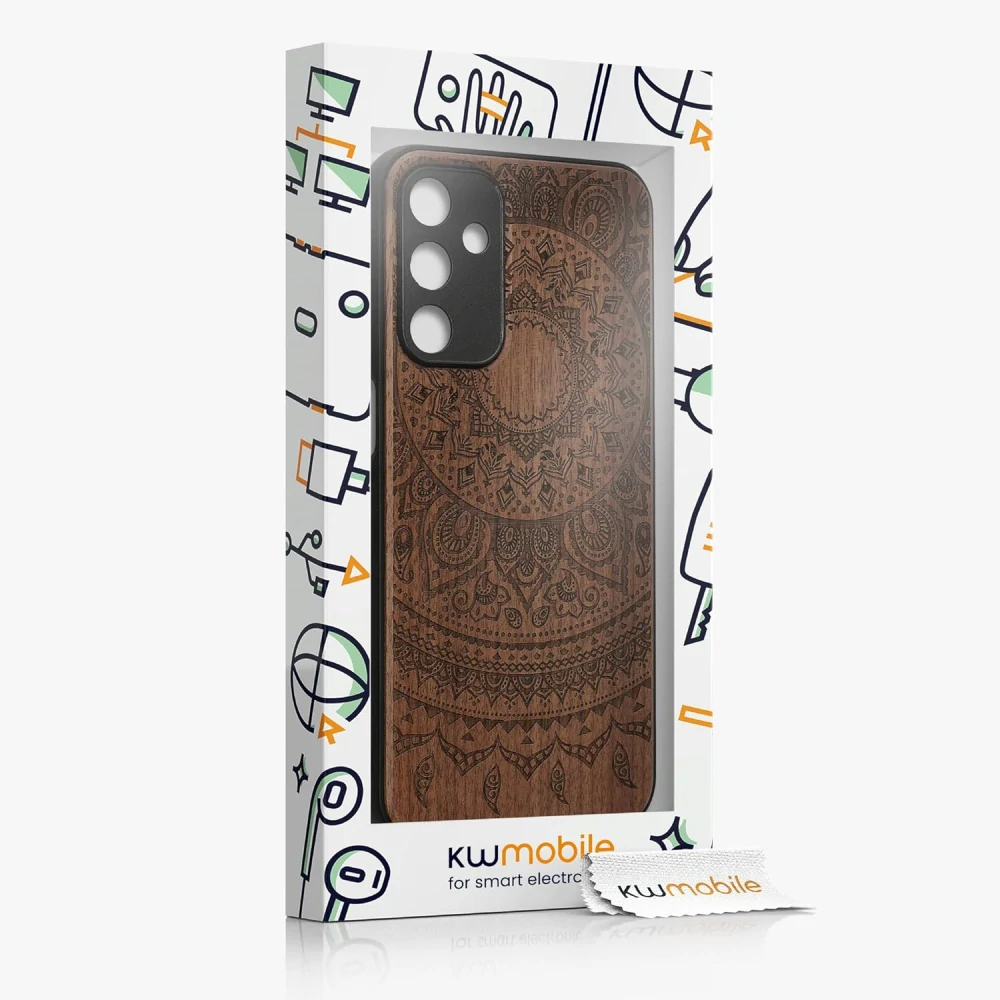 Kwmobile dřevěné pouzdro Samsung Galaxy A15 4G / 5G - Indian Sun