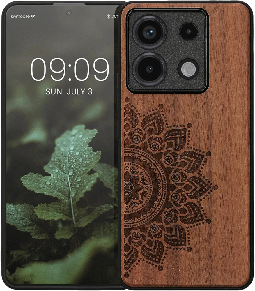 Dřevěné pouzdro KWmobile - Xiaomi Redmi Note 13 Pro 5G / Poco X6 5G Rising sun