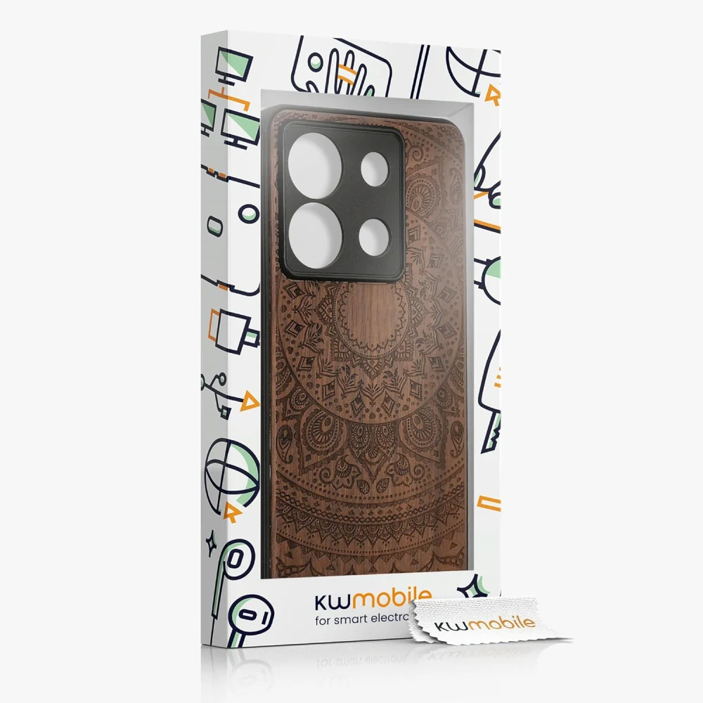 Dřevěné pouzdro KWmobile - Xiaomi Redmi Note 13 Pro 5G / Poco X6 5G Indian sun