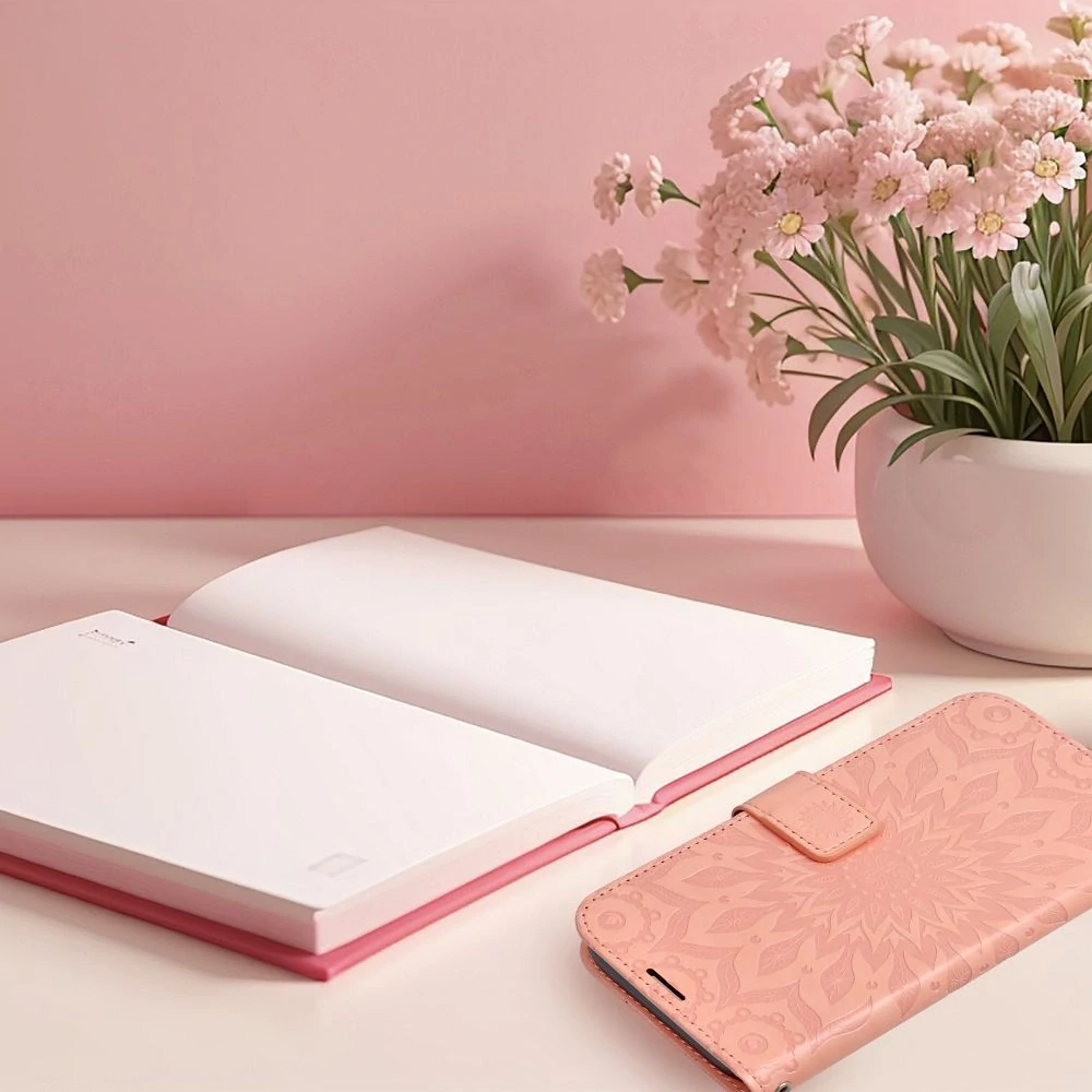 MEZZO Book - Apple iPhone 16 - flip knížkové pouzdro - Oranžová mandala