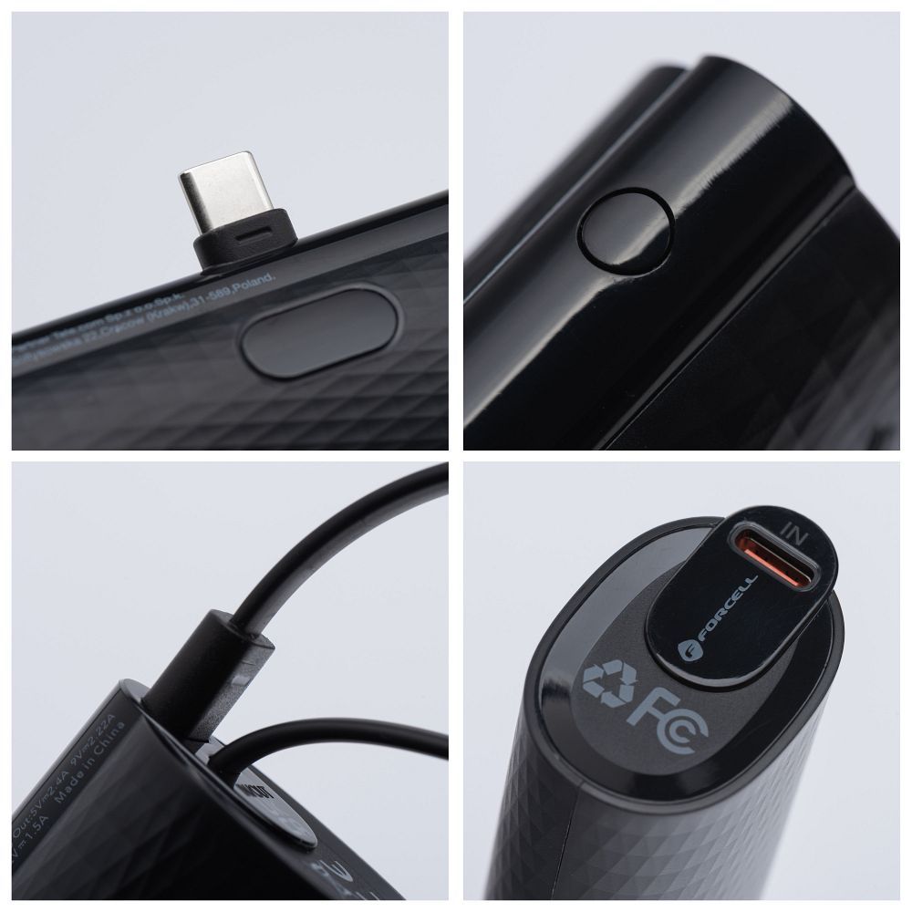 Powerbanka FORCELL F-ENERGY Power Plug F5K3 s  2x USB-C PD 20W 5000 mAh černá
