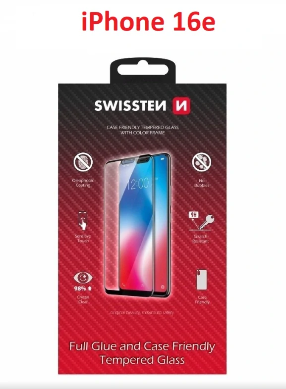 Ochranné sklo SWISSTEN FULL GLUE na celý displej Apple iPhone 16e / iPhone 17e - case friendly (8595217492721)