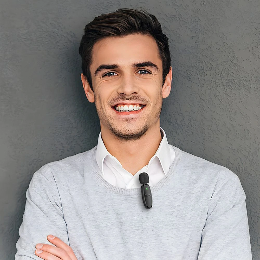 Bezdrátové klopové mikrofony HOCO L15 – 2× mikrofon, Lightning/USB-C