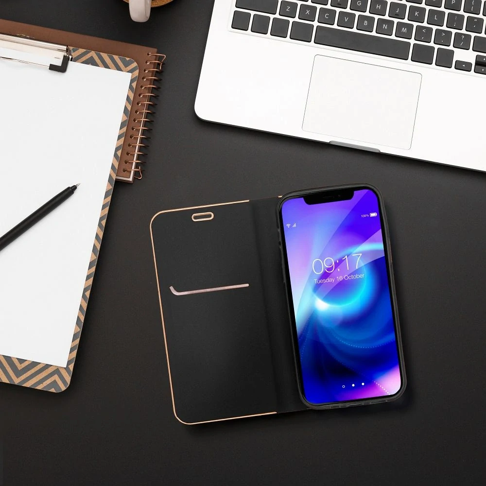 LUNA Book Gold pouzdro Samsung Galaxy A17 – černé