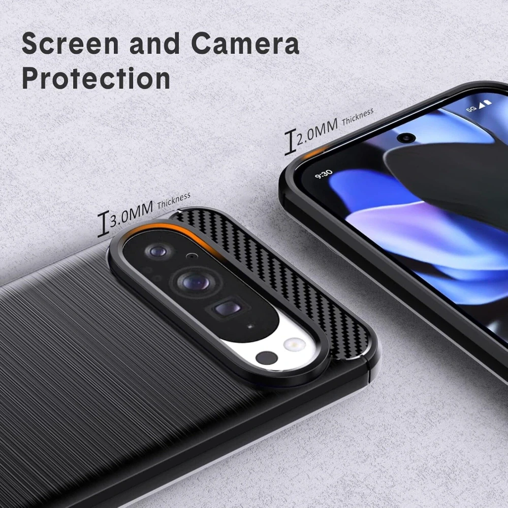 Pouzdro CARBON s ochranou hran pro Google Pixel 10 / 10 Pro - černé