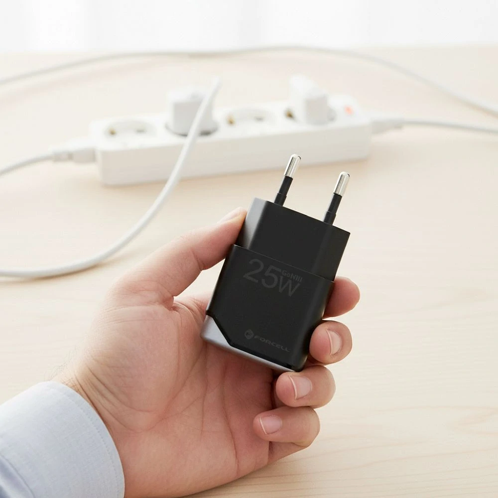 Rychlý nabíjecí adaptér Forcell F-Energy Ultra Slim GaN III 25 W - černý (bez kabelu)