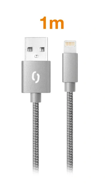 Datový kabel ALIGATOR TUBA 2A – iPhone lightning šedý
