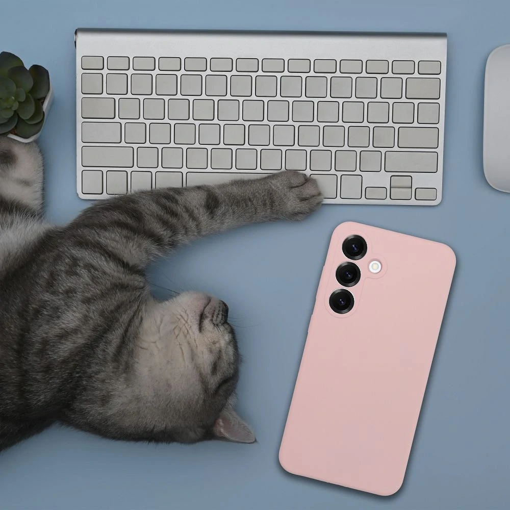 Silikonový kryt na mobil Samsung Galaxy A57 5G - Silicone 2mm pudrově růžový