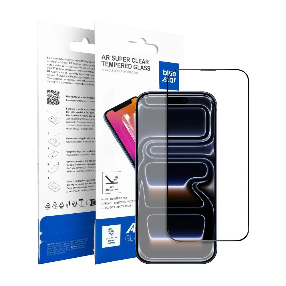 Ochranné tvrzené sklo iPhone 13 / 16e / 17e - Blue Star 5D AR černé 5903396428869