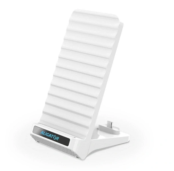 Bezdrátový QI stojánek Aligator 15W 2v1 USB-C bílý