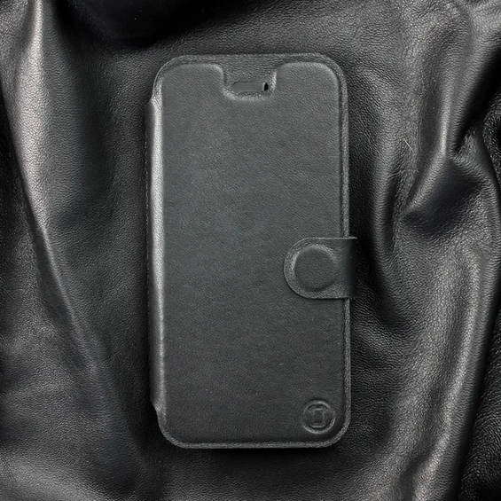 Kožené flip pouzdro Mobiwear - Realme 8 - černé - výprodej