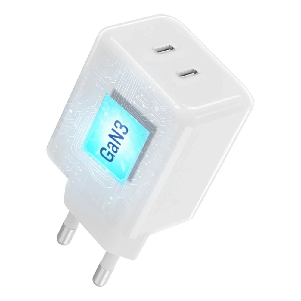 Rychlá nabíječka Forcell F-Energy GaN III 60W 2× USB-C + kabel bílá