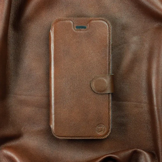 Kožené flip pouzdro Mobiwear - Apple iPhone 11 Pro - Hnědé - VÝPRODEJ